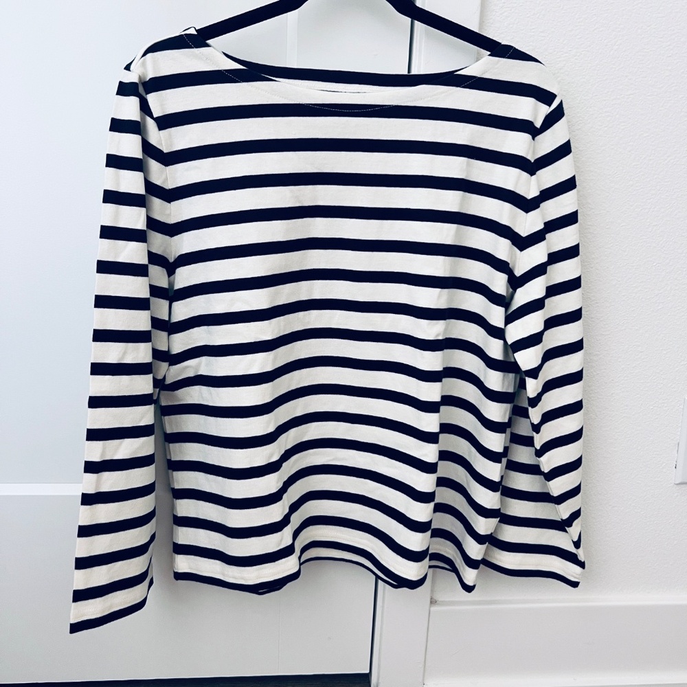BRAND NEW - JCrew Classic Mariner Cloth Boatneck T-Shirt in Stripe (Size LARGE)